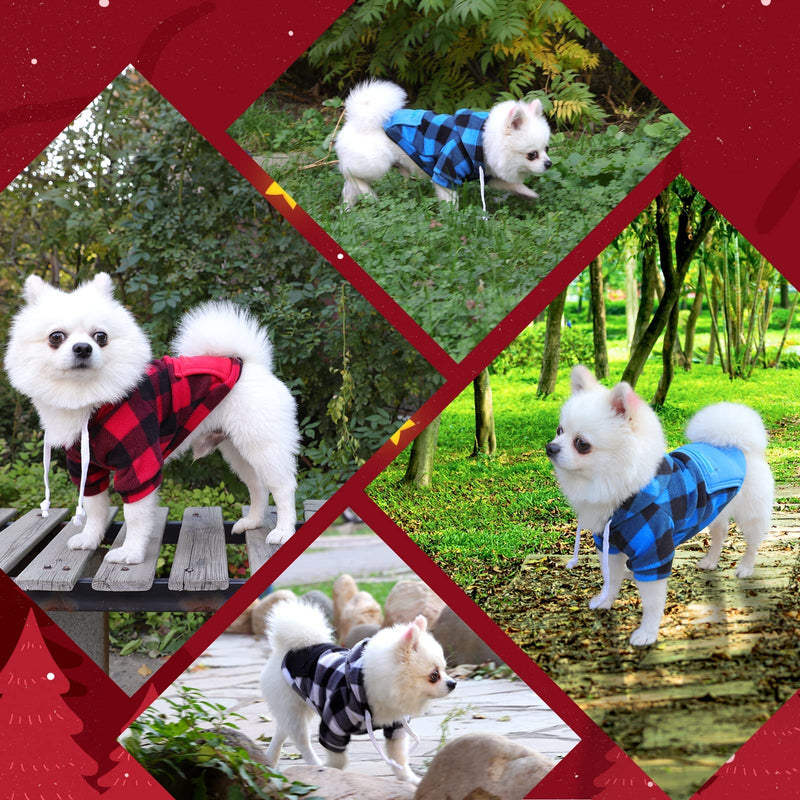 3 Pieces Plaid Dog Hoodie Pet Clothes Sweaters with Hat and Pocket Christmas Classic Plaid Small Medium Dogs Winter Clothing Warm Pet Fleece Hooded Coat Cold Weather Pet Clothes for Dogs and Cats X-Large - BeesActive Australia