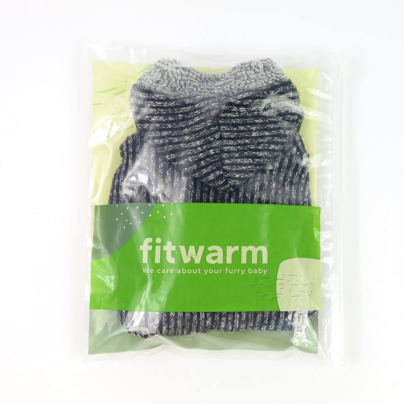 Fitwarm Knitted Sweatshirts for Dog Coats Sweater Pet Hooded Jackets, Grey Medium (Chest16" Back12") - BeesActive Australia