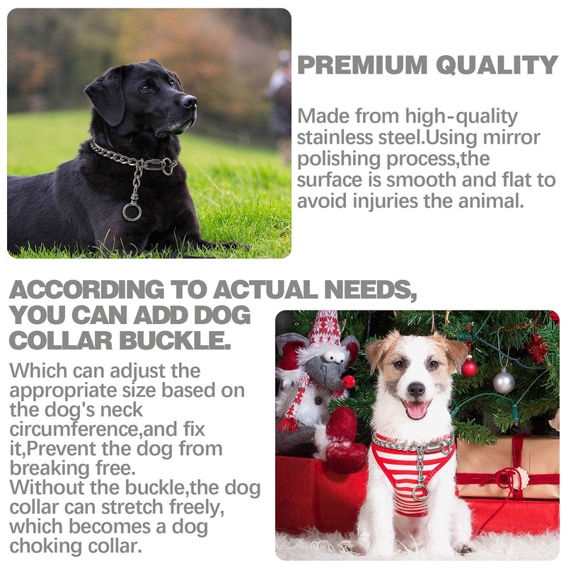Dog Chain Necklace Metal Stainless Steel Leash Training Choke Collar Adjustable Buckle 360 Degree Rotation Head Dog Gift for Medium Large Dogs - BeesActive Australia
