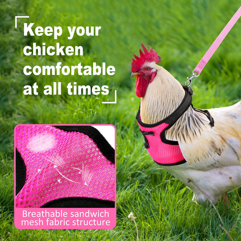 Adhafera Chicken Harness with Leash, Upgraded Double Adjustment Chicken Harness and Leash Set for Hens, Duck, Goose, Small Pet Pink S - BeesActive Australia
