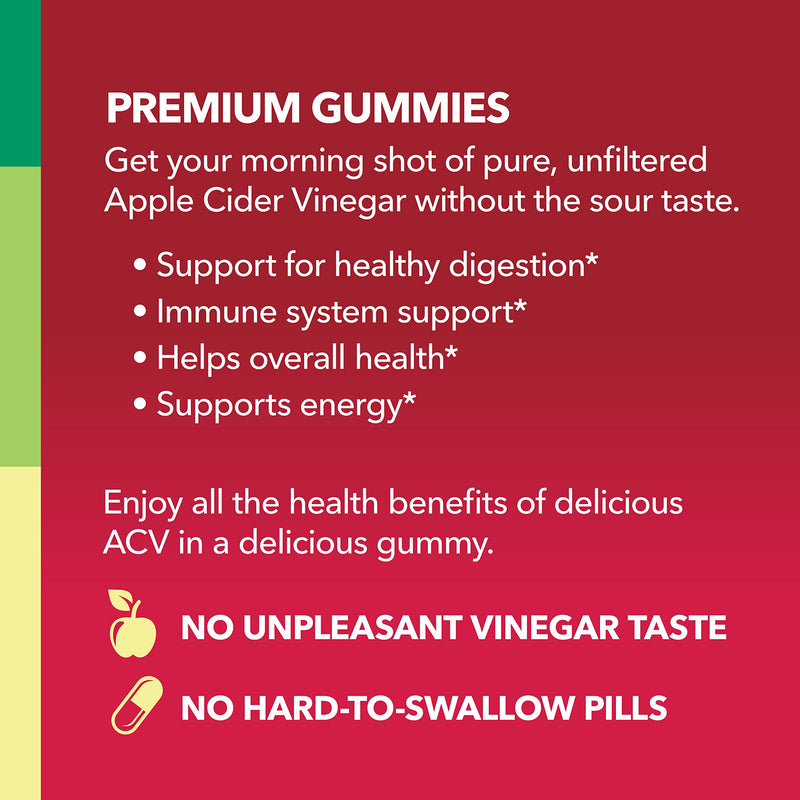 Organic Apple Cider Vinegar Gummies with The Mother | Metabolism Control & Detox to Boost Digestion | 60 Vegan & Non-GMO ACV Gummies | Tasty Natural Apple Flavor 60 Count (Pack of 1) - BeesActive Australia