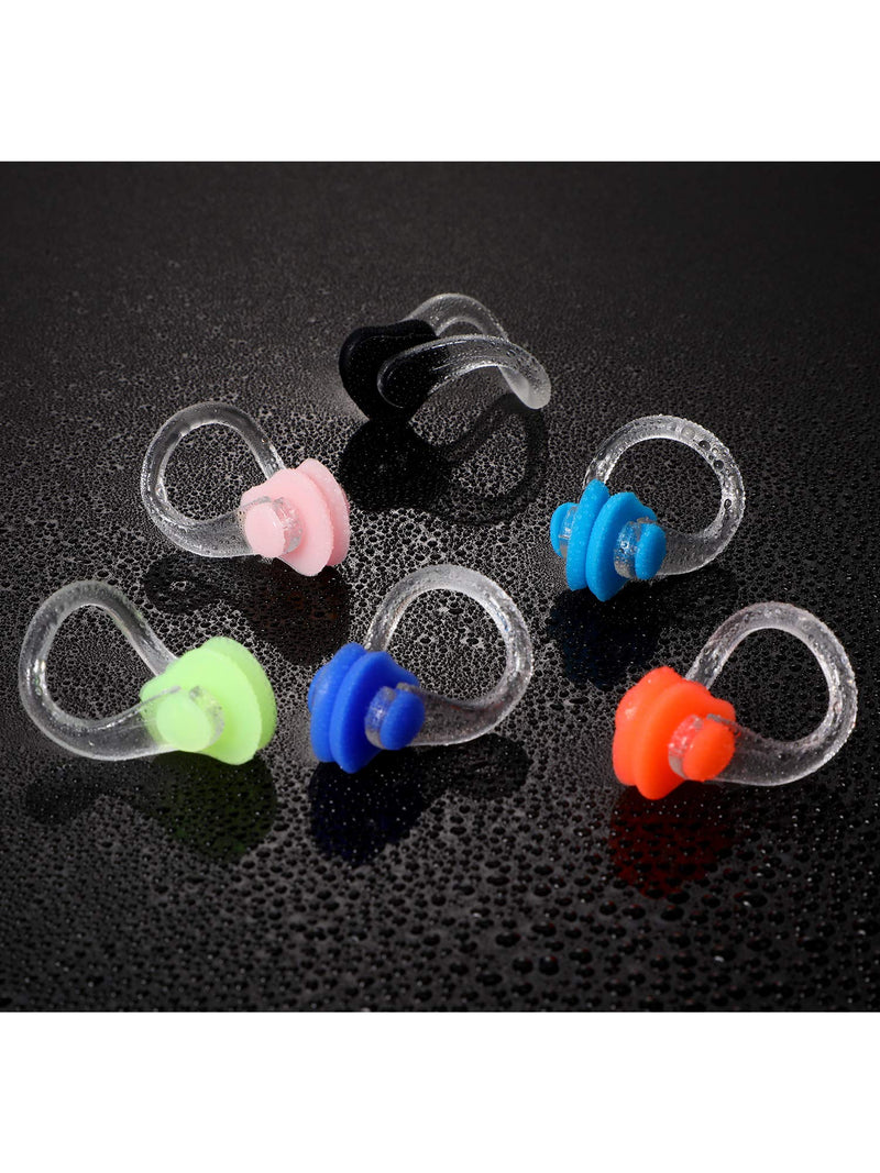 Waterproof Swimming Nose Clip Soft Silica Gel Nose Plugs Nose Protector for Kids and Adults Supplies (Color Set 1, 6 Pieces) - BeesActive Australia