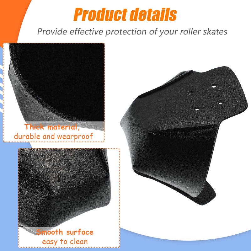 4 Pieces Toe Cap Guards Protectors Black Toe Caps Artificial Leather Roller Skate Cap Protectors for Quad Roller Skate - BeesActive Australia