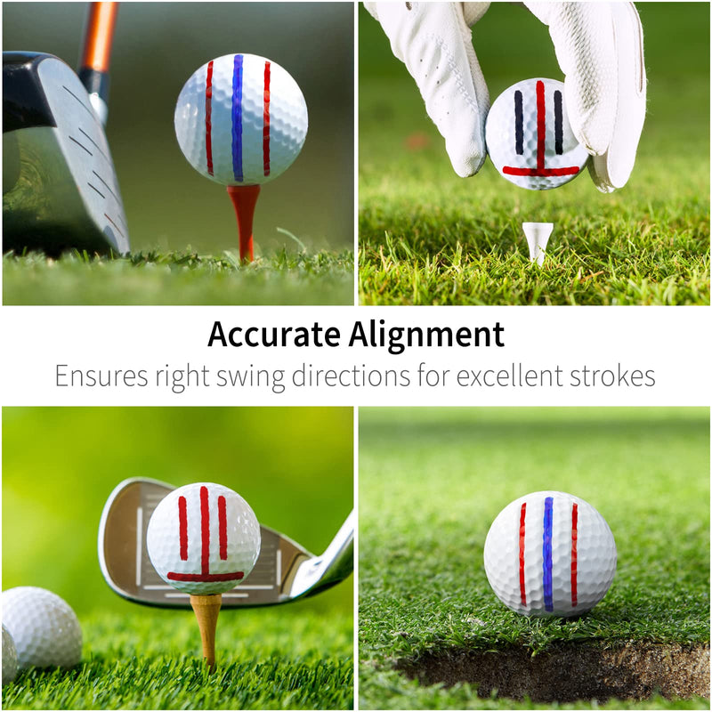 Vibit Golf Ball Liner Template T-Shaped Tri-line Linear Alignment Kit with 4 Marker Pens Triple Track Spring Clamp Stencil Ball Marking Tool Accessories for Putt, 2 Pack - BeesActive Australia