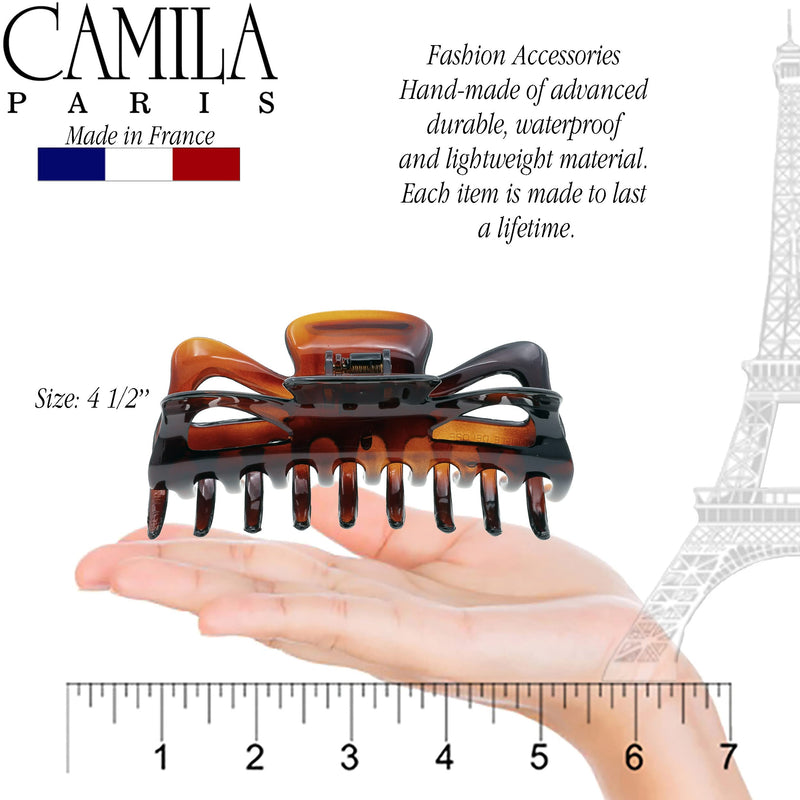 Camila Paris CP41 French Large Hair Clips for Women Thick Hair for Long Curly Wavy Hair, Girls Hair Claw Clip, Durable Styling Big Claw Clip for Thick Hair, Strong Hold No Slip Grip, Made in France Tortoise Shell 4.5" - BeesActive Australia