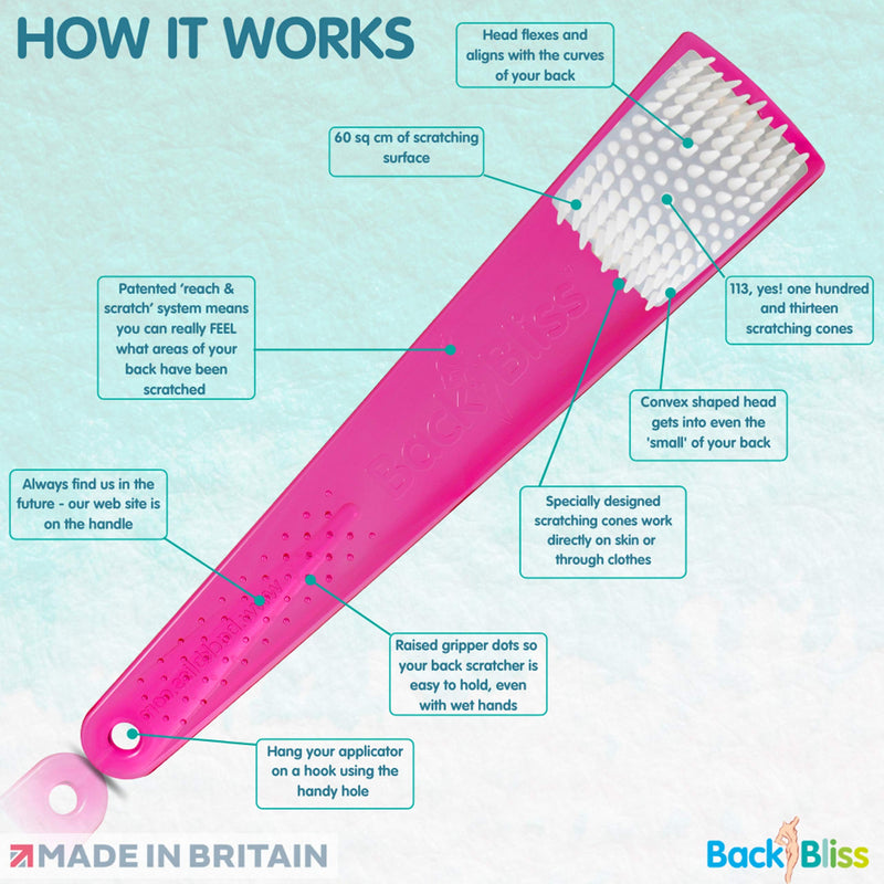 Back Scratcher for Women - Made in Britain Back Scratchers for Men Itchy Backs - Pink 1 Count (Pack of 1) - BeesActive Australia