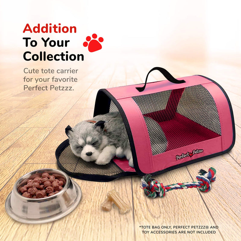 Perfect Petzzz Tote for Lifelike Stuffed Interactive Pet Dogs and Cats, Nylon and Mesh Toy Carrier for Pet Animals, Zippered Carrying Case Accessory (Pink) Accessories Pink - BeesActive Australia