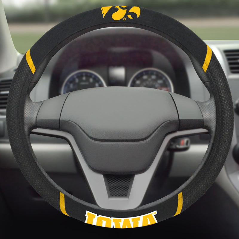 FANMATS 14903 NCAA University of Iowa Hawkeyes Polyester Steering Wheel Cover, 15"x15" - BeesActive Australia