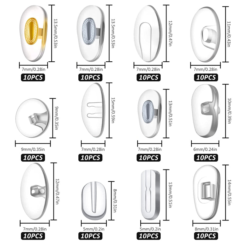Eyeglass Nose Pads Glasses Repair Kit with 80 Screws Tweezers Small Screwdriver for Glasses 12 Styles 60 Pairs - BeesActive Australia