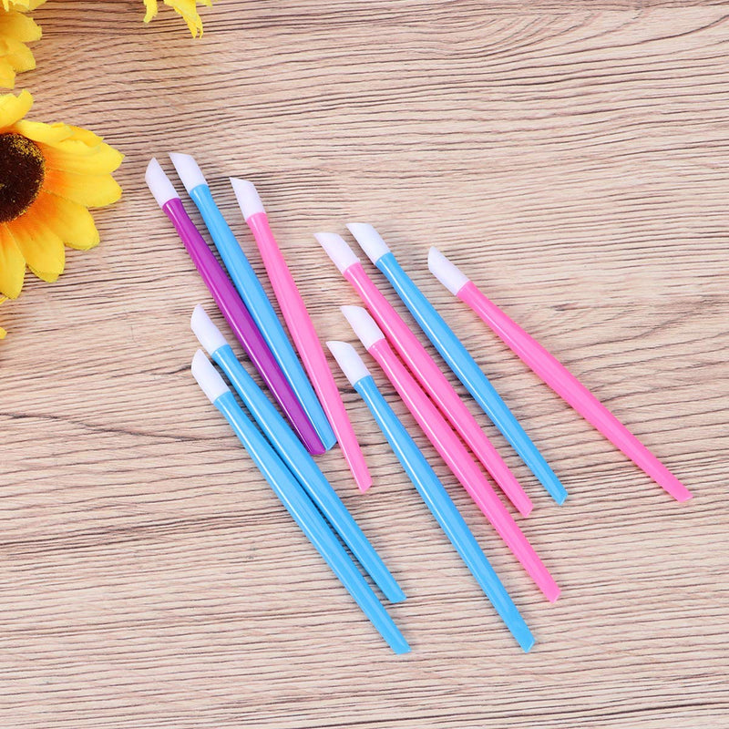 Lurrose 10pcs Nail Cuticle Pusher Rubber Cleaning Stick Dead Skin Cleaner Remover Exfoliating Scrub Nail Art Manicure Tool (Random Color) - BeesActive Australia