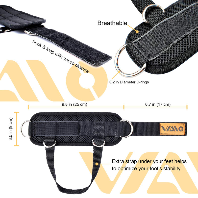 VAIIO Ankle Straps for Cable Machines,Adjustable Comfort fit Neoprene, Reinforce Double D-Ring - Premium Ankle Cuffs to Improve Abdominal Muscles, Lift The Butts, Tone The Legs for Men & Women Black - BeesActive Australia