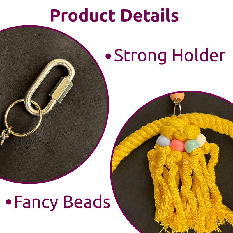 SIMENA Cotton Rope Bird Swing for Bird Cage, Hanging Bird Perch Parrot Toys, Bird Cage Accessories for Medium to Large Birds Including Parakeets, Cockatiels, Conures, etc. (Large (9.5" Yellow) Large 9.5" - BeesActive Australia
