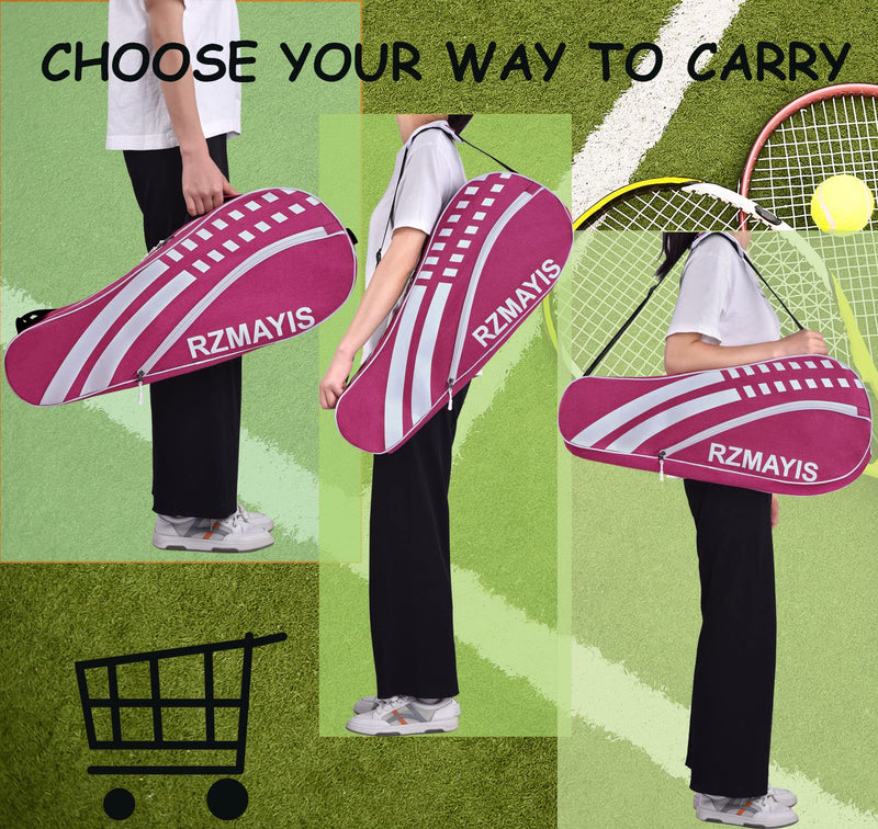 3 Racquet Tennis Bag Tennis Rackets Bags for Women and Men, Professional or Beginner Tennis Players Tennis Racquet Bag Lightweight Tennis Bag for All Ages Pink - BeesActive Australia