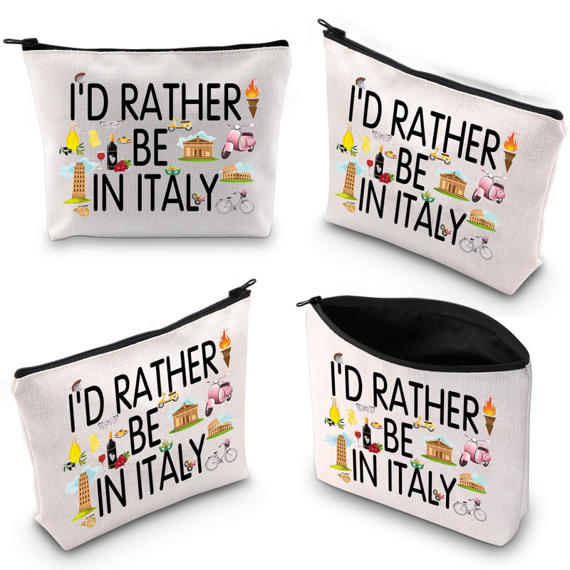 XYANFA Italy Travel Bag Italian Trip Bag Italy Vacation Gift I'D Rather Be In Italy Makeup Bag Italy Lover Zipper Pouch (RATHER BE IN ITALY) - BeesActive Australia
