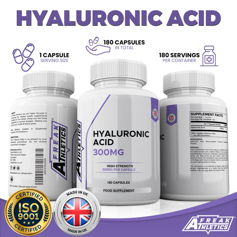 Hyaluronic Acid Capsules 300mg - 180 Capsules 6 Months Supply - Triple Strength Hyaluronic Acid Supplement - Hyaluronic Acid Tablets - BeesActive Australia