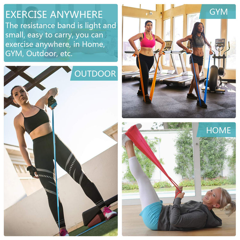 Potok Resistance Bands Set, 3 Pack Latex Exercise Bands with Different Strengths,Elastic Bands for Upper & Lower Body & Core Exercise, Physical Therapy, Pilates, Rehab Length 4 ft - BeesActive Australia