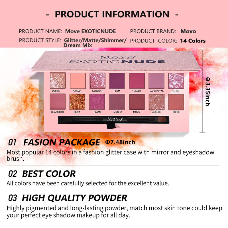 Eyeshadow Palette Makeup Set – 14 Colors Long Lasting Eye Shadow Matte Nude Shimmer Makeup Pallet with Brush, Highly Pigmented Colorful Powder Waterproof Eye Shadow, Idea Gift for Lovers (Nude) - BeesActive Australia