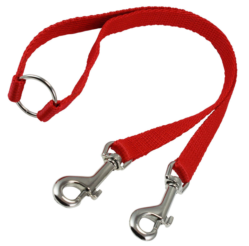 15" Nylon 2-Way Double Dog Leash - Two Dog Coupler Red 3 Sizes Small: 5/16" Wide - BeesActive Australia