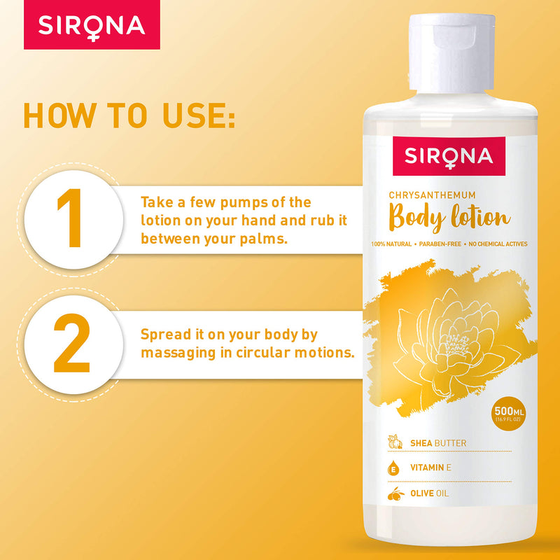 Sirona Natural Soothing Chrysanthemum Body Lotion (16.9 Ounces) | Contains Shea Butter, Vitamin E and Olive Oil, No Chemical Actives - BeesActive Australia