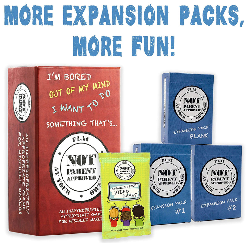 Not Parent Approved Expansion Pack #2 (Core Game Sold Separately): A Fun Card Game and Gift for Kids 8+, Tweens, Teens, Families and Mischief Makers – The Original, Hilarious Family Party Game C. Expansion Pack #2 - BeesActive Australia