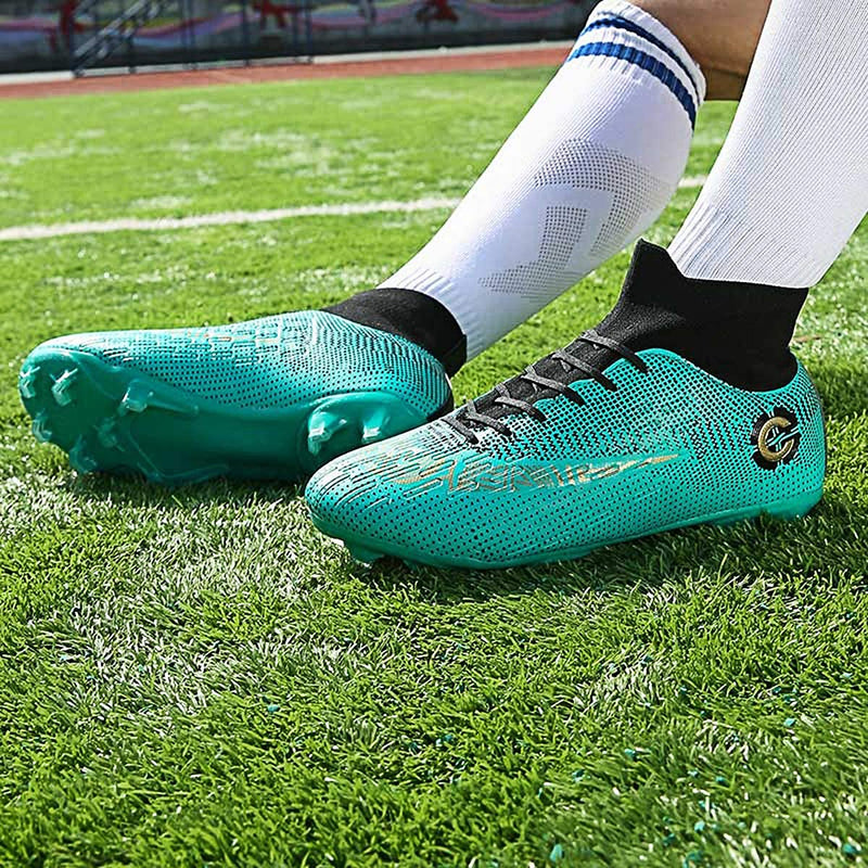 LIAOCX Men's Sports Outdoor Competition/Training Soccer Shoes Boys Football Student Spikes Sneakers 10.5 Green - BeesActive Australia