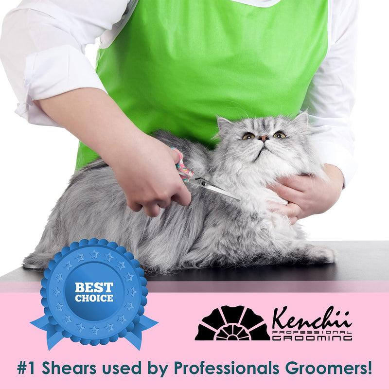 Kenchii Happy Kitty Ball Tip Shears Trimming Scissors for Cats | Pet Grooming Kitten Essentials | Stainless Steel Grooming Scissors for Cats | Safety Blunt Tip Scissors and Cat Grooming Tools | 5.5 In 5.5 Inch Pink - BeesActive Australia