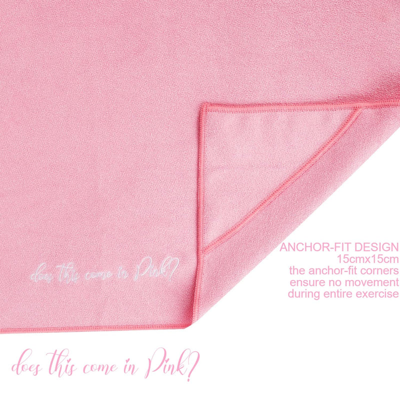 DoesThisComeInPink - Pink Superfine Microfiber Yoga Mat Towel Gym with Corner Pockets - BeesActive Australia