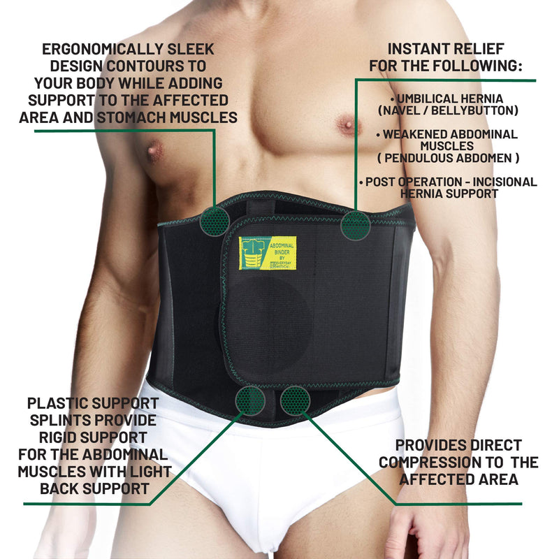 Ergonomic Umbilical Hernia Belt I Abdominal Binder for Hernia Support I Umbilical Navel Hernia Strap with Compression Pad I Ventral Hernia Support for Men and Women I L/XXL (106-145 CM) L/XXL (106-145 CM) - BeesActive Australia