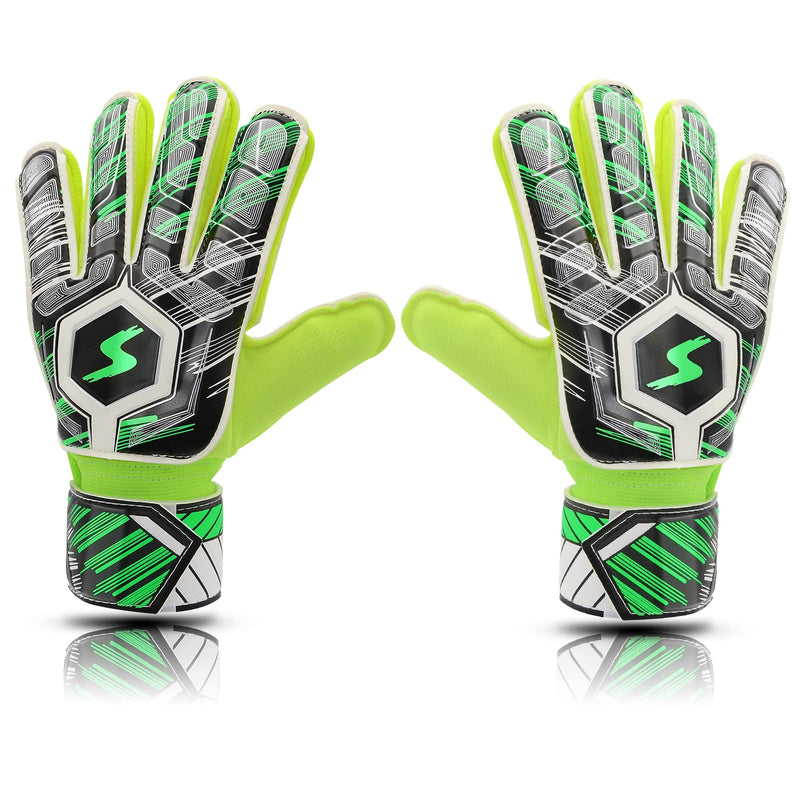 Soccer Goalie Gloves Kids Youth Adult, Goalkeeper Gloves Strong Grip with Fingersave and Double Wrist Protection, Fit Match Training Green 10 - BeesActive Australia