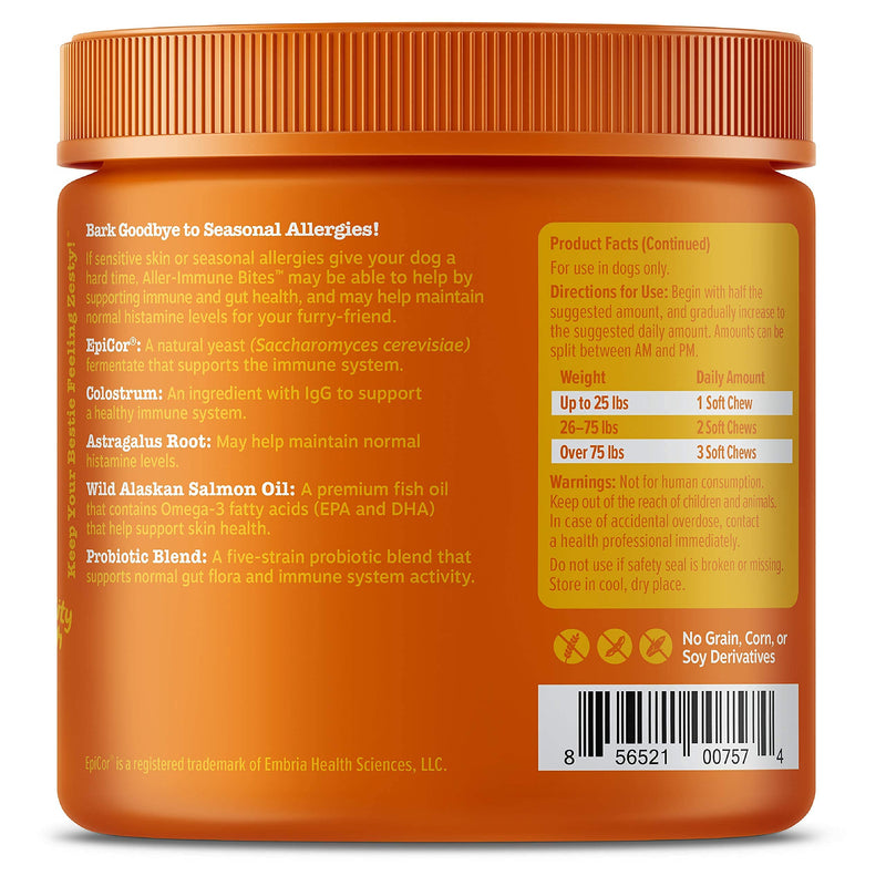 Zesty Paws Allergy Immune Supplement for Dogs - with Omega 3 Wild Alaskan Salmon Fish Oil & EpiCor + Digestive Prebiotics & Probiotics - Anti Itch & Skin Hot Spots + Seasonal Allergies All Ages 90 Count (Pack of 1) - BeesActive Australia