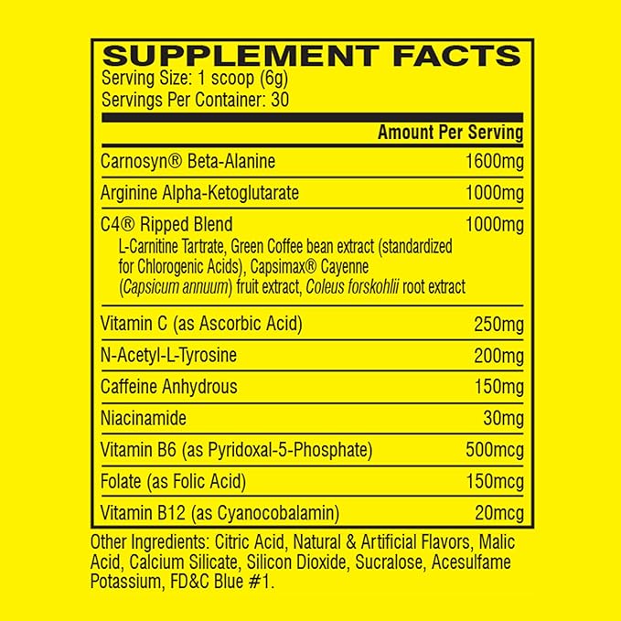 Cellucor International Version C4 Ripped Pre-Workout Powder Icy Blue Raz 30 Cups [Directly Delivered Overseas] - BeesActive Australia
