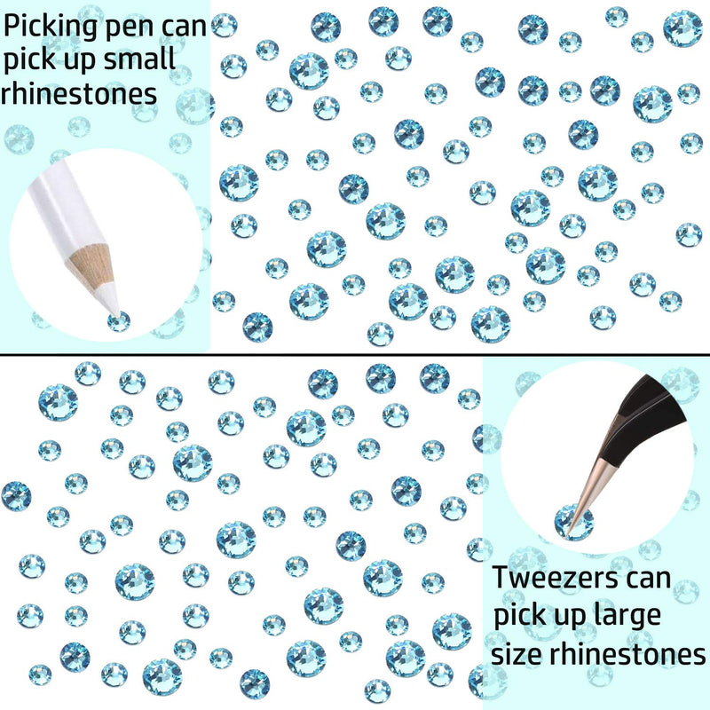 LPBeads 3456 Pieces 6 Sizes Aquamarine Flat Back Round Crystal Rhinestones for Crafts Nails Art Face Makeup Clothes DIY with Pick Up Tweezers and Picking Pen Mix SS4 5 6 8 10 12 - BeesActive Australia