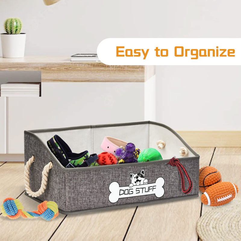 Thankspaw Dog Toy Box, Large Dog Toys Storage with Handle, Fabric Trapezoid Dog Toy Bin, Collapsible Basket Chest Organizer, Perfect for Pet Toys, Blankets, Dog Toys and Accessories Light Grey1 - BeesActive Australia