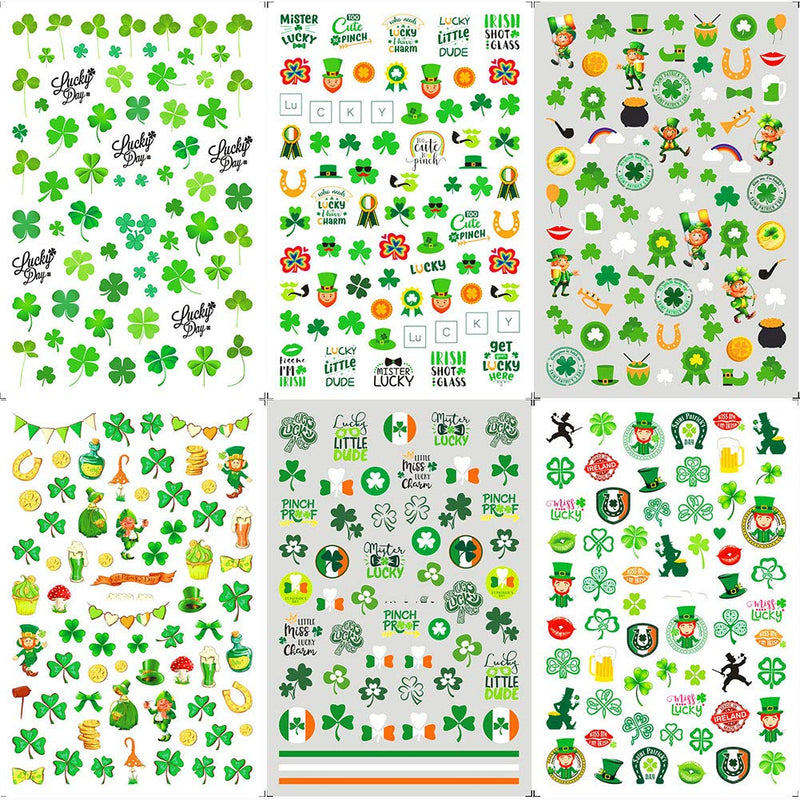 St. Patrick’s Day Nail Stickers Decals 10 Sheets 3D Self-Adhesive Luck of The Irish Self-Adhesive Nail Art Stickers, Shamrock False Nail Decals Manicure Nail Tip Decoration - BeesActive Australia