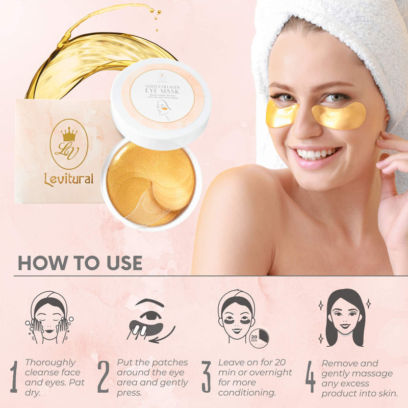 Rejuvenating Hyaluronic Acid 24K Gold Collagen Eye Mask by Levitural 1.4g/60p - BeesActive Australia