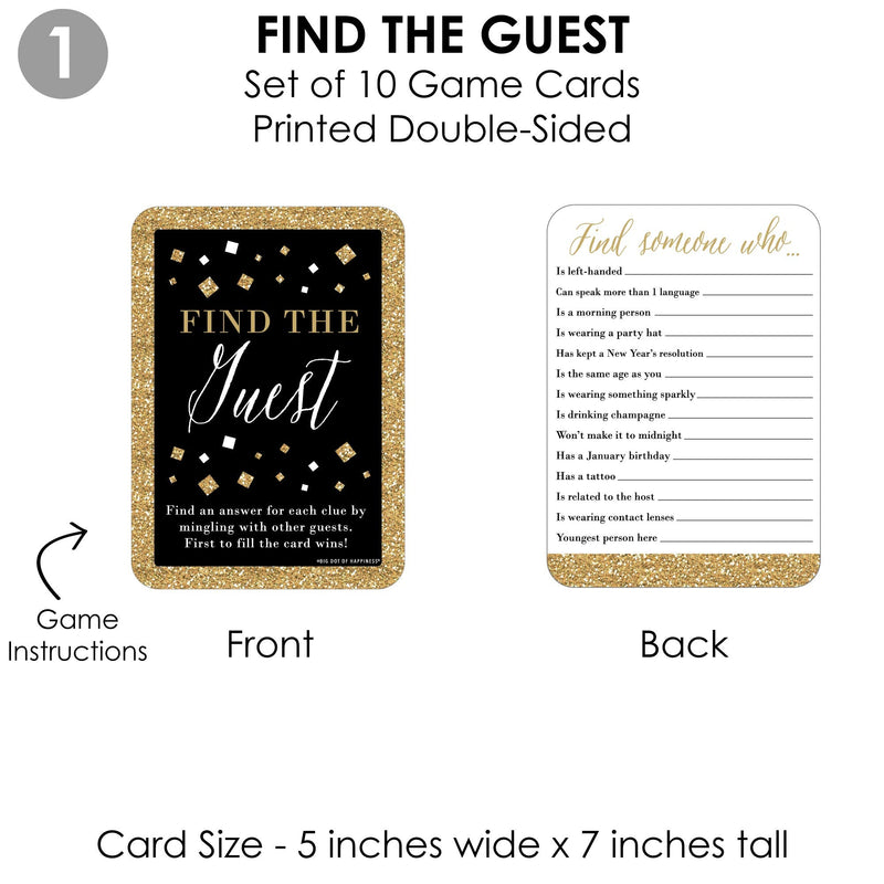 Big Dot of Happiness New Year’s Eve - Gold - 4 New Years Eve Party Games - 10 Cards Each - Year in Review, Find the Guest, Drink If, New Year Predictions - Gamerific Bundle - BeesActive Australia