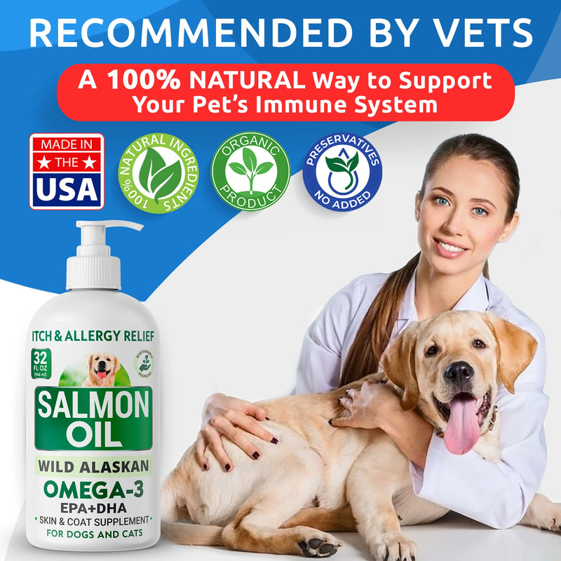 BARK&SPARK Salmon Oil for Dogs & Cats - Natural Fish Oil Omega-3 - Skin & Coat Support - Liquid Food Supplement for Pets - Natural EPA + DHA Fatty Acids for Joint Function, Immune & Heart Health 8oz - BeesActive Australia