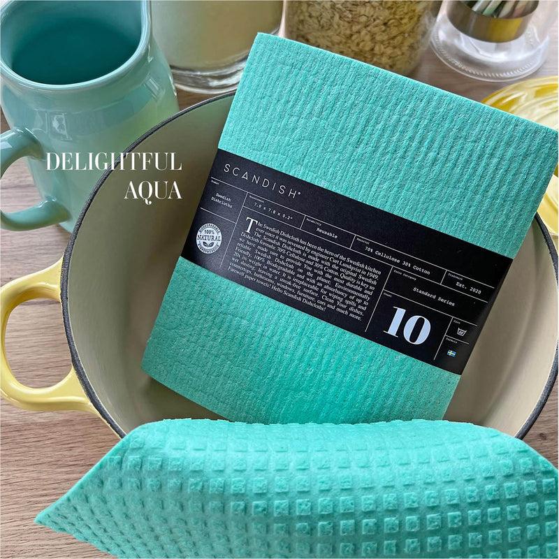 SCANDISH Swedish Dishcloths for Kitchen - 10-Pack Gray Swedish Dish Cloths for Kitchen - Original Swedish Dish Towels - Cellulose Sponge Cloths - Reusable Paper Towels - BeesActive Australia