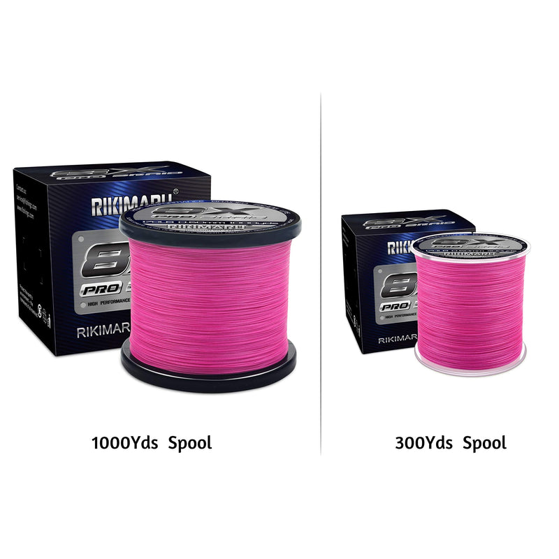 Rikimaru 8X Pro Braid Fishing Line 6LB-170LB, 300yds-1000yds Fluo-Green,Lemon Yellow,Plum Pink Plum Pink 10LB(0.12mm)-1000Yds - BeesActive Australia