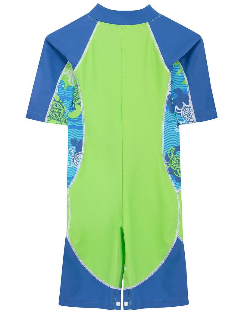 [AUSTRALIA] - Tuga Boys Short Sleeve One Piece Swimsuit 3mos-7 Years, UPF 50+ Sun Protection 4-5T Spring Tide 