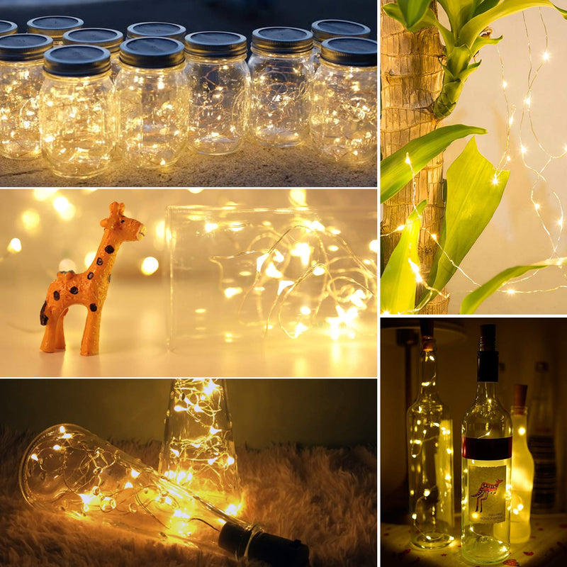 MUCH 30 LED Bottle String Lights, Wine Bottle Lights Copper Wire with Cork, Battery Operated Starry Lights for DIY Halloween Christmas Wedding Party Decor Indoor Outdoor Decoration (Warm White) - BeesActive Australia