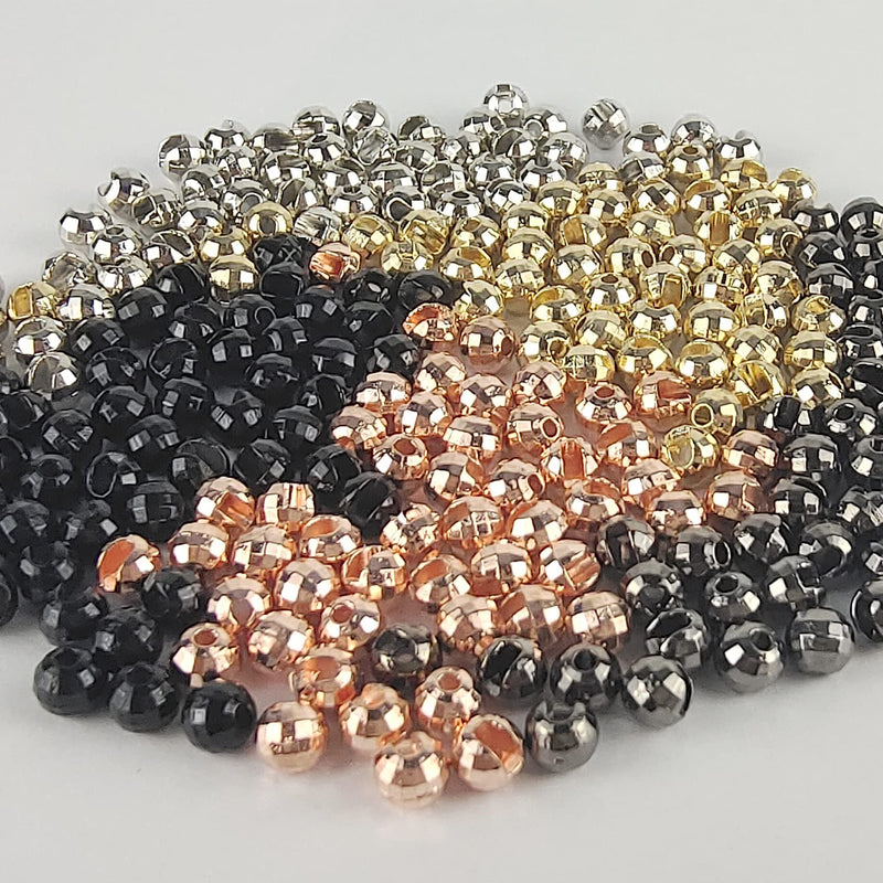 Eupheng Tungsten Beads Diamond Faceted Slotted Fly Tying Materials Black Nickle 3/32''(2.5mm) - BeesActive Australia