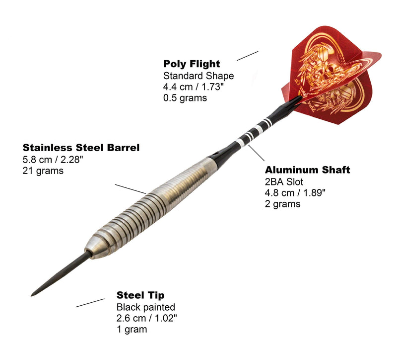 [AUSTRALIA] - SHOT TAKER CO. EST. 2017 Professional Stainless Steel Tip Darts Set | 6 Stainless Steel Barrels 22g | 6 Aluminum Shafts 48mm | 8 Flights Standard | 1 Darts Sharpener | 1 Stylish Case Red Skull 21g 