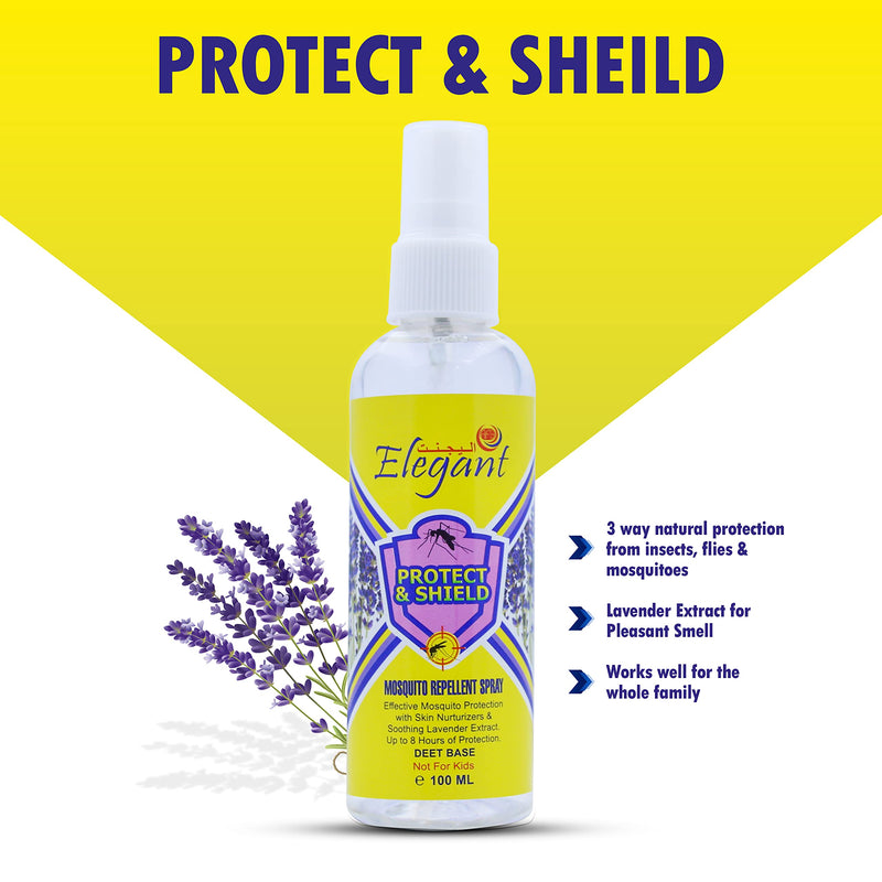 Elegant Mosquito & Tick Repellant Spray – 100ML – Pack of 2 – Lavender Extract – DEET Base – Tick, Insect & Mosquito Repellant | 8H Protection, Protect & Shield Spray | NOT for Kids, Anti-Bug Spray 2 x 100 ML (PACK of 2) - BeesActive Australia