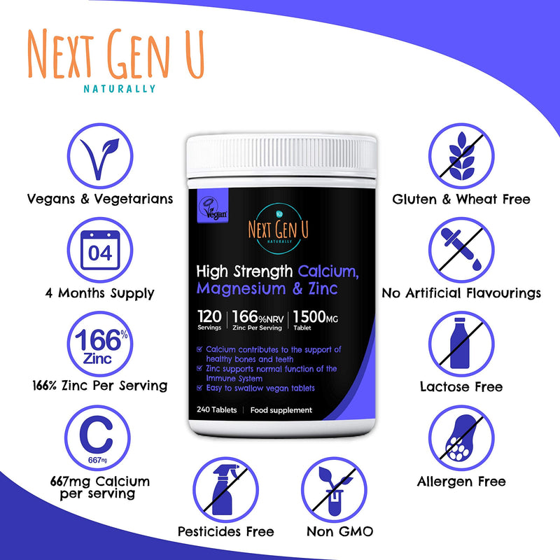 NGU Calcium Magnesium Zinc Essential Mineral Supplement 240 Vegan Caplets for Immune Support and Bone Strength for Adults Women and Men - BeesActive Australia