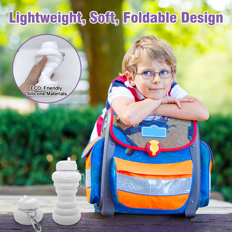 Luuttle Collapsible Silicone Water Bottle - Reuseable Water Bottles for Sports Gym Travel Essentials Camping Hiking Lightweight (600ml) white - BeesActive Australia