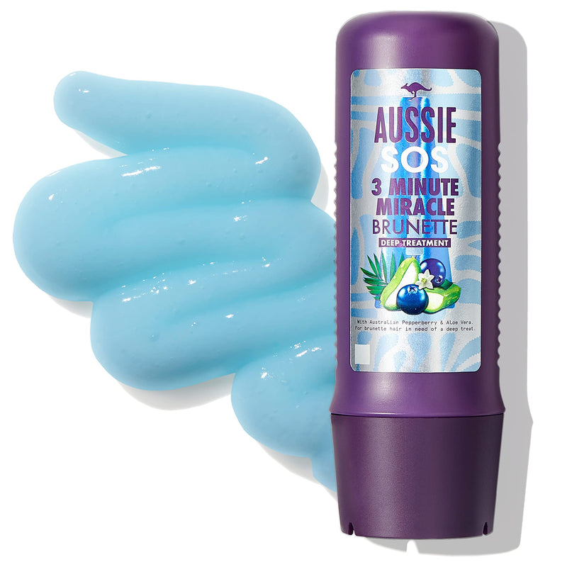 Aussie SOS 3 Minute Miracle Brunette Hair Deep Treatment for Brunette Hair In Need of Nourishment, With Australian Pepperberry & Aloe Vera, 225ml - BeesActive Australia