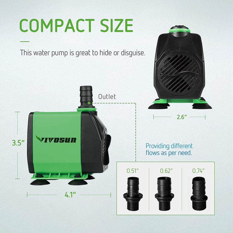 VIVOSUN 800GPH Submersible Pump & 1-Pack LCD Digital Aquarium Thermometer, Ultra Quiet Water Pump with 10ft High Lift, for Fish Tank, Pond, Aquarium, Statuary, Hydroponics - BeesActive Australia