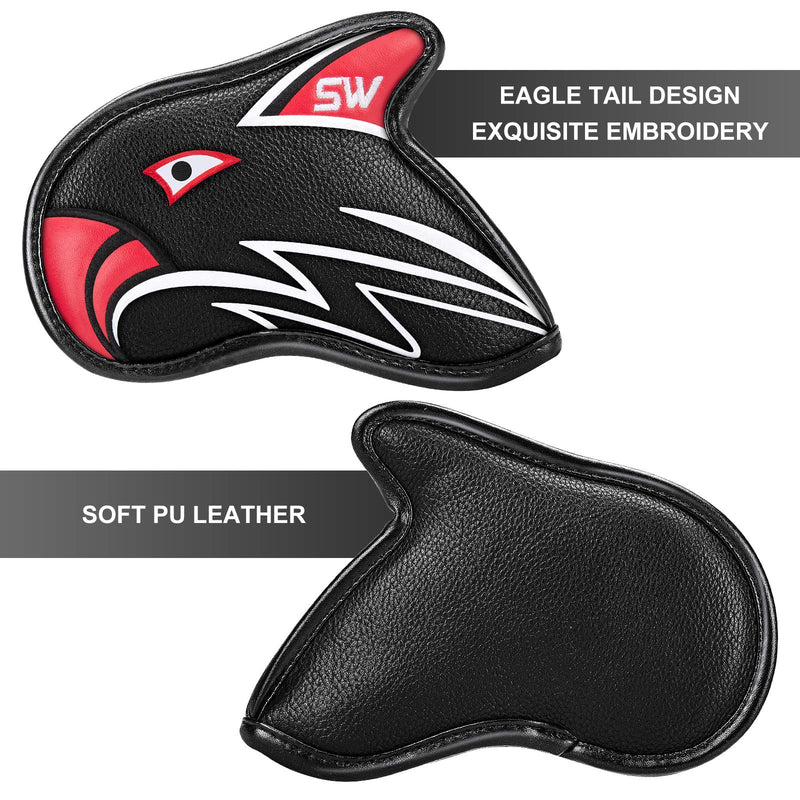 Golf Iron Head Covers for Men Club Headcovers Set Pu Leather Water Resistant Eagle Tail Design 11pcs/lot 4 5 6 7 8 9 Pw Aw sw lw x Fit Most Clubs - BeesActive Australia