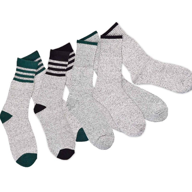 Eco Friendly Heavy Weight Recyled Cotton Winter Thermal Boot Socks Multi Pair for Women Men Medium Stripe-blk/Grn - BeesActive Australia